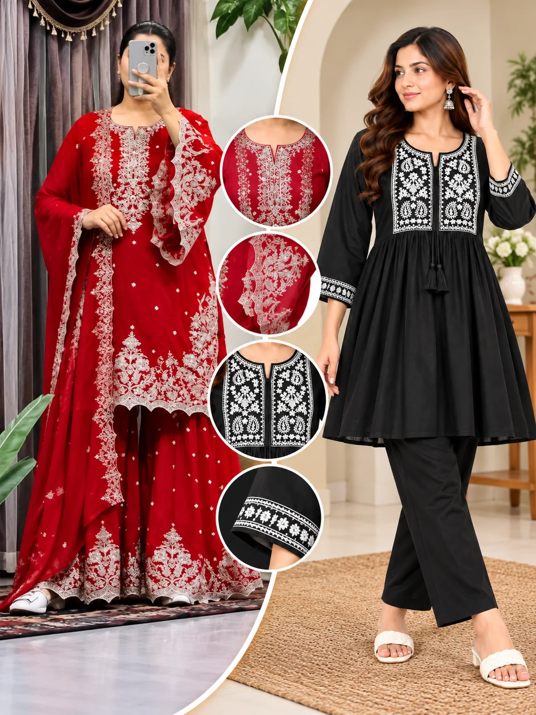 Rainbow Royal Combo – Garara & 2 Pcs Women’s Dress Set
