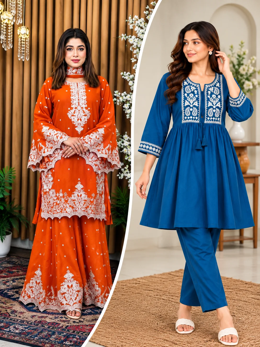 Rainbow Royal Combo – Garara & 2 Pcs Women’s Dress Set