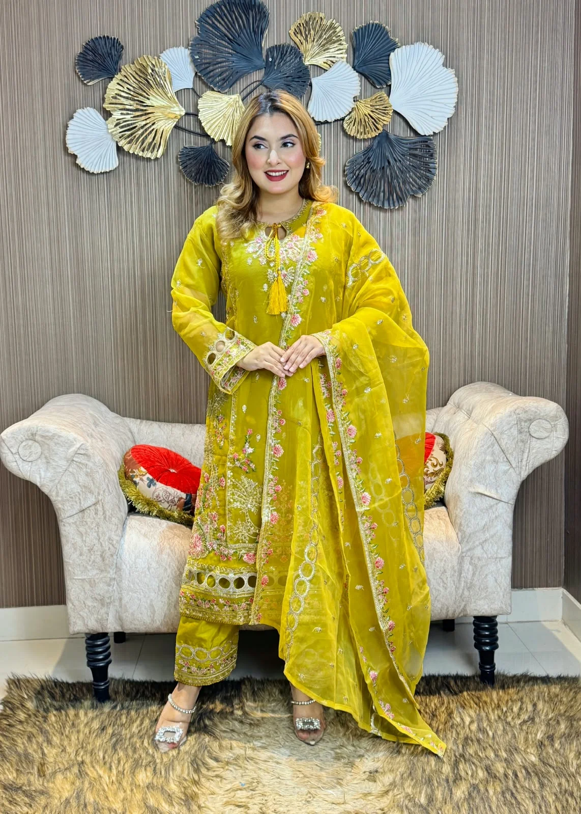 অর্গানজা ম্যাটেরিয়াল ভাইরাল রিং থ্রি-পিস রয়েল ব্লু 11