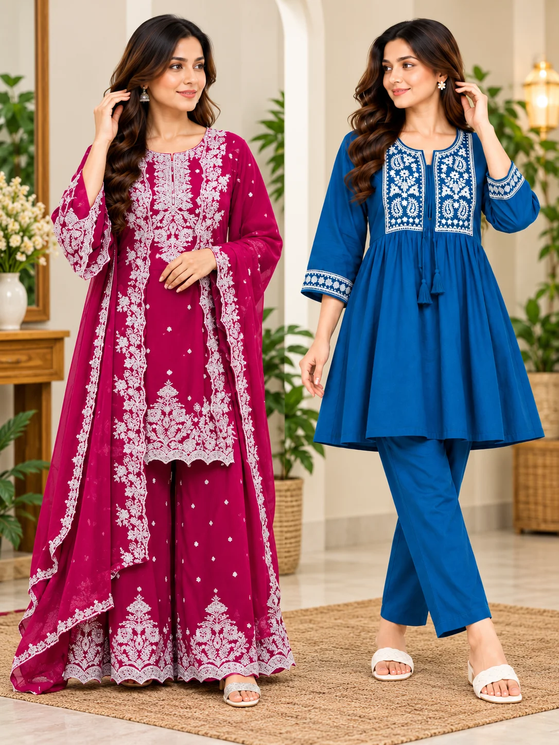 Rainbow Royal Combo – Garara & 2 Pcs Women’s Dress Set 12