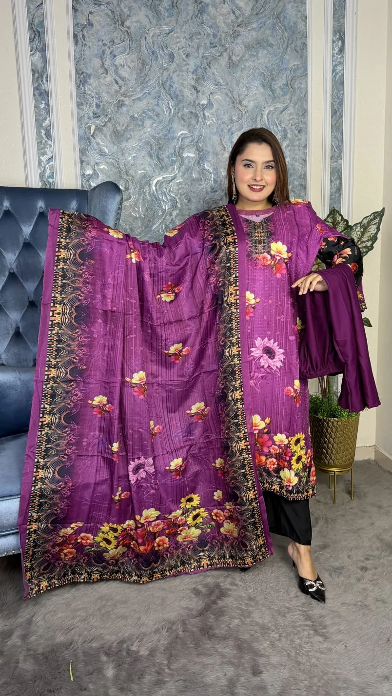 পাকিজা দুবাই সিল্ক— পাকিস্তানি ইন্সপায়ার্ড ডিজিটাল প্রিন্ট থ্রি-পিস 2